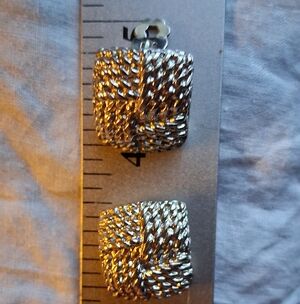 Silver-Tone Woven Square Clipon Earrings - Elegant Silver Earrings